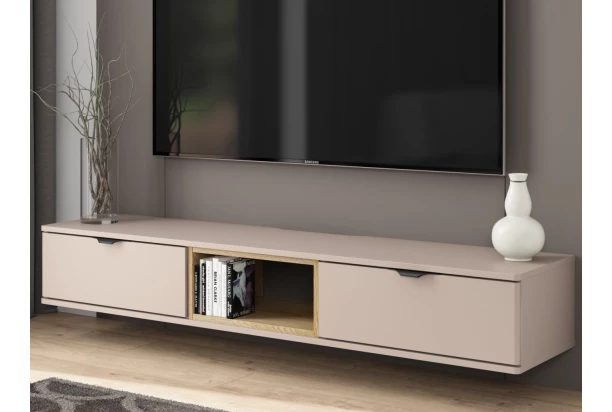Závesný TV stolík Avola, béžová kašmír/dub cremona