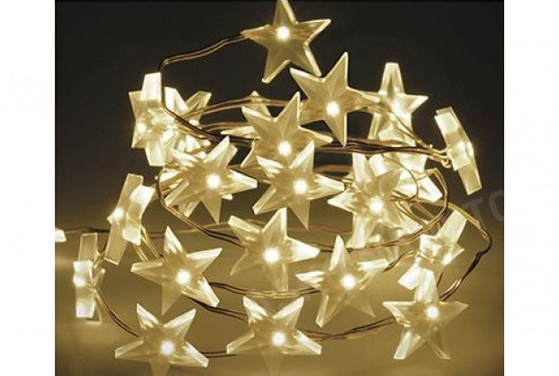 LED svetelná reťaz Vianočné hviezdičky, teplá biela