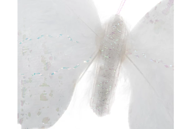 Závesná dekorácia Motýľ 16 cm, biela látka