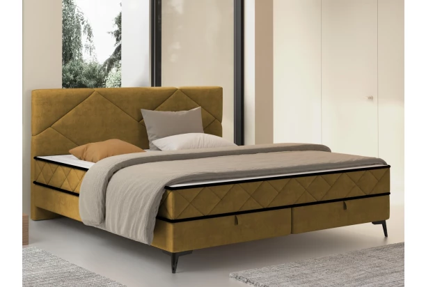 Posteľ Parana 180x200 cm, horčicovo žltá zamatová látka