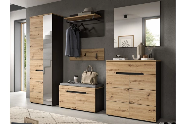 Predsieňová zostava Cano (6-dielna), šedá/dub artisan