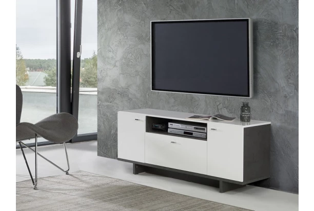 TV skrinka Makaria 140 cm, šedá/biela