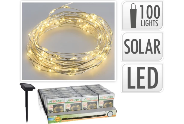 Solárna reťaz 100 LED, teplá biela