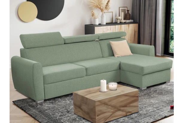 Rohová sedacia súprava Mistic, rákosovo zelená látka