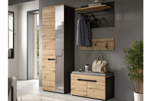 Predsieňová zostava Cano (4-dielna), šedá/dub artisan