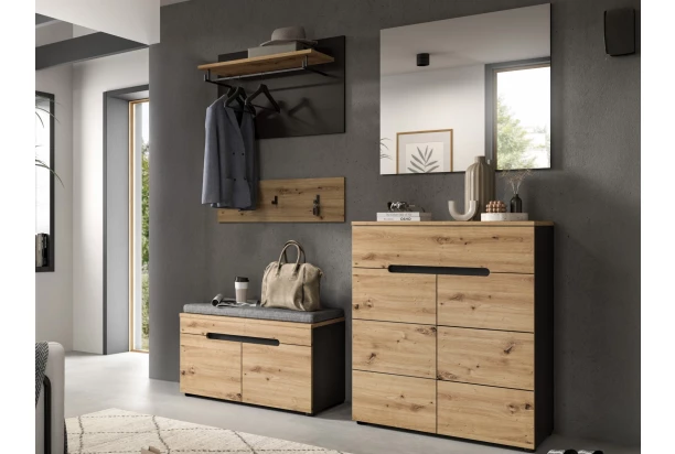 Predsieňová zostava Cano (5-dielna), šedá/dub artisan