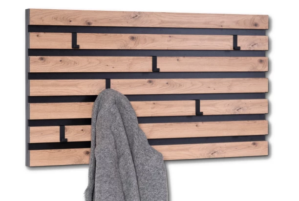 Vešiak na stenu Tip, dub artisan/čierny