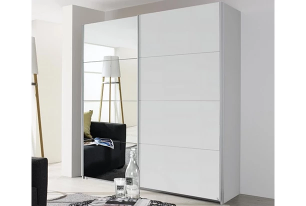 Šatníková skriňa Quadra, 181 cm, biela/zrkadlo