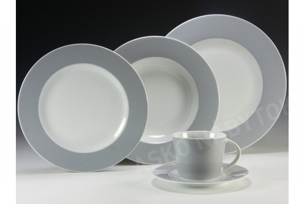 Hlboký tanier 22 cm Basic Colours, šedý okraj