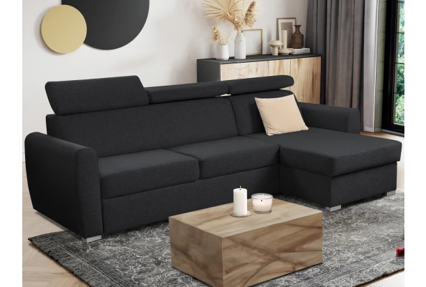 Rohová sedacia súprava Mistic, čierna látka