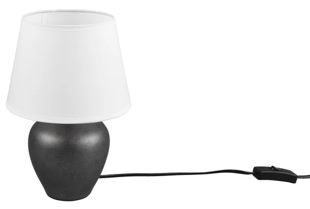 Stolová lampa Abby, nikel/biela látka