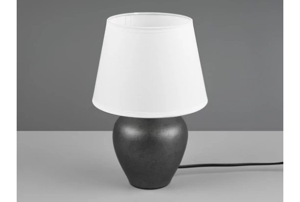 Stolová lampa Abby, nikel/biela látka