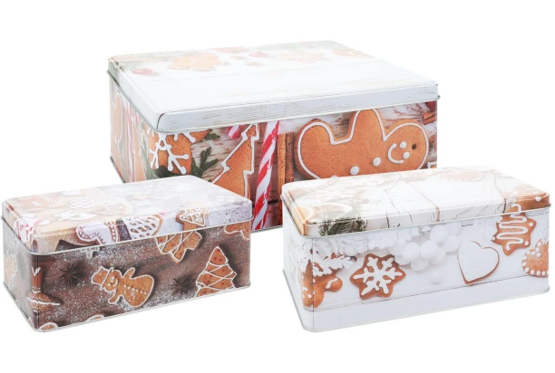 Súprava dóz na potraviny (3 ks) Vianočné perníčky