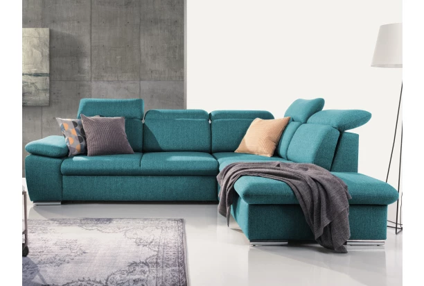 Rohová sedačka Aldon, petrolejová štruktúrovaná látka, pravý roh