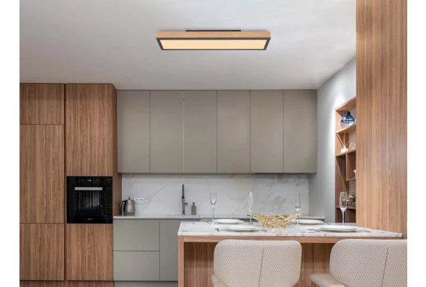 Stropní LED osvetlenie Doro 60 cm, drevený vzhľad