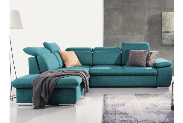 Rohová sedačka Aldon, petrolejová štruktúrovaná látka, ľavý roh