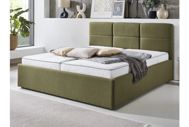 Posteľ Domango 140x200 cm, olivovo zelená látka