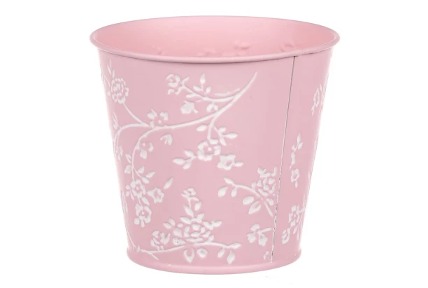 Obal na kvetináč ružový s bielymi ružami, 14 cm