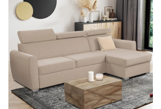 Rohová sedacia súprava Mistic, hnedo-béžová látka