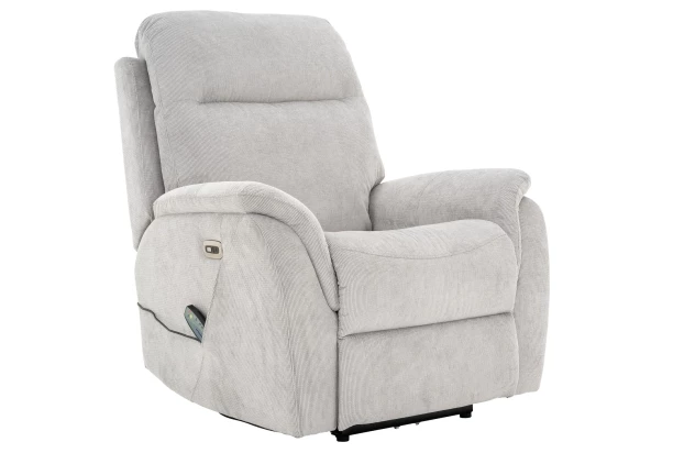 Masážne polohovacie kreslo Duncan, svetlo šedá látka