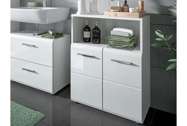 Skrinka s priehradkou Ice, 60 cm, biela lesk