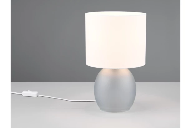 Stolná lampa Vela, šedé sklo