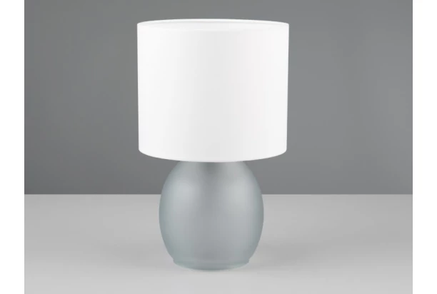Stolná lampa Vela, šedé sklo