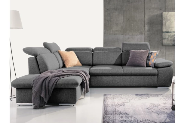 Rohová sedačka Aldon,dymovosivá štruktúrovaná látka, ľavý roh
