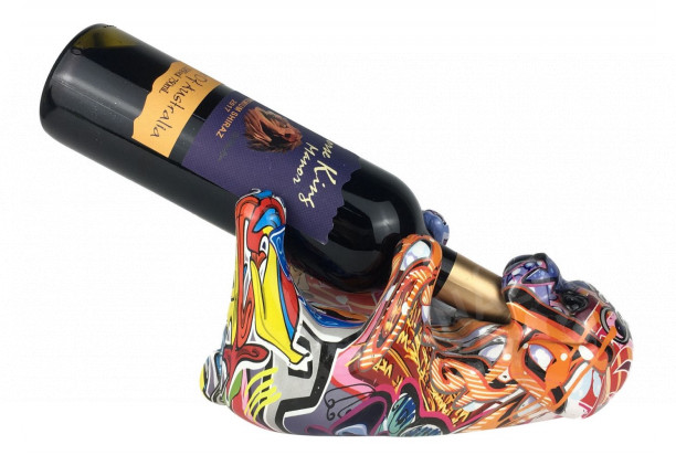 Dekoračný držiak na víno Graffiti pes, 24x14 cm