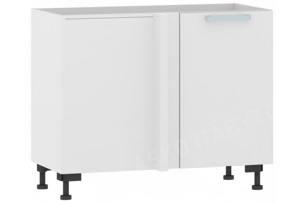Dolná rohová kuchynská skrinka One ES99R, pravá, biely lesk, šírka 110 cm