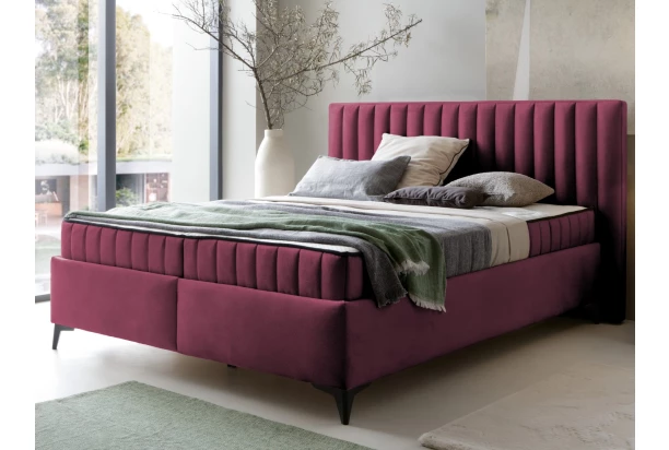 Posteľ Joy 160x200 cm, tmavo ružová látka