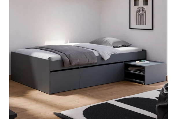Posteľ s úložnými zásuvkami Assisi 120x200 cm, antracitová