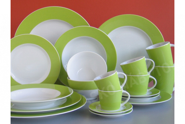 Dezertný tanier 21 cm Basic Colours, zelený okraj