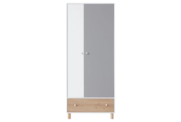 Šatníková skriňa Faro, 80 cm, dub/biela/šedá