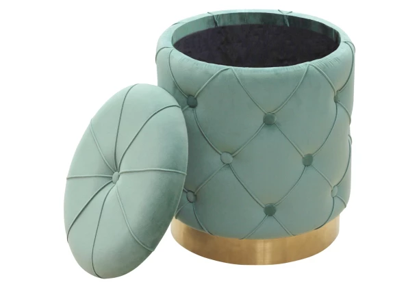 Taburet Glamorous, zeleno-modrý aqua/zlatý