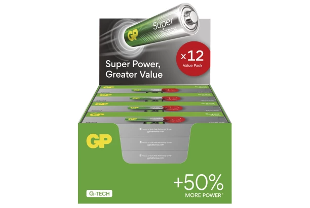 Alkalické batérie GP Super AA (LR06) 12 ks