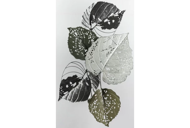 Kovová nástenná dekorácia Farebné listy, 50x90 cm