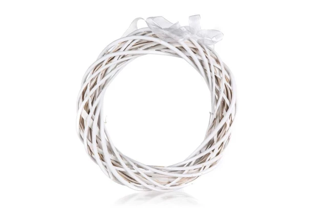 Dekoracia Ratanový veniec 26 cm, biely