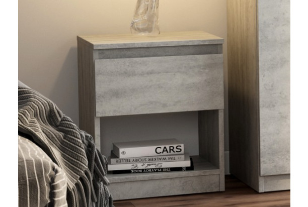 Skrinka /nočný stolík Carlos 401S, šedý beton