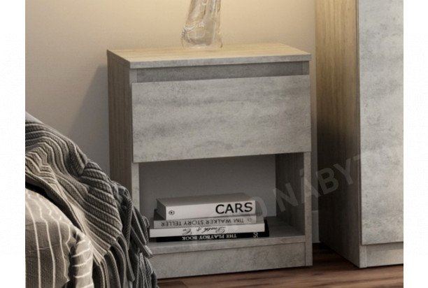 Skrinka /nočný stolík Carlos 401S, šedý beton