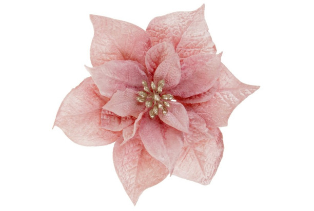 Umelý kvet Vianočná hviezda na klipe, ružová, 20 cm