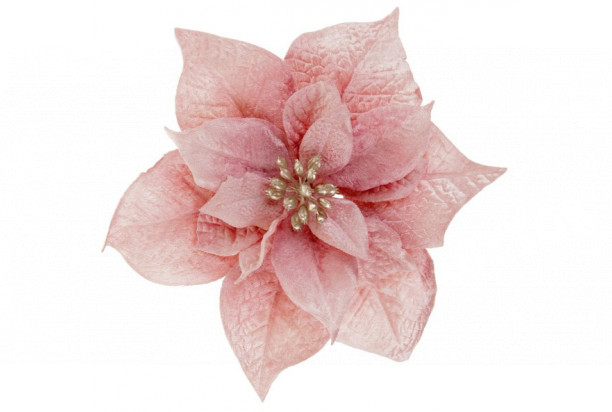Umelý kvet Vianočná hviezda na klipe, ružová, 20 cm