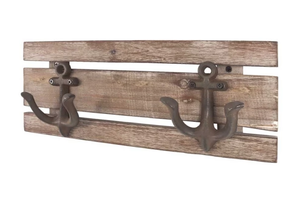 Nástenný vešiakový panel Sailer 2, hnedá vintage