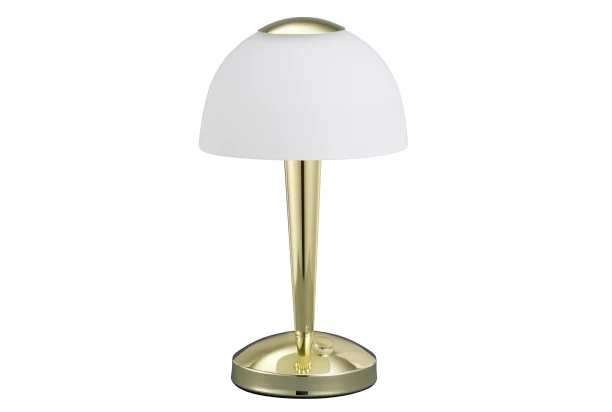 Stolová LED lampa Ventura 29 cm, lesklá mosadz/biele sklo