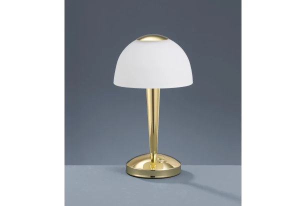 Stolová LED lampa Ventura 29 cm, lesklá mosadz/biele sklo