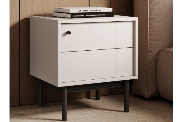 Nočný stolík / skrinka Japandi, béžový kašmír