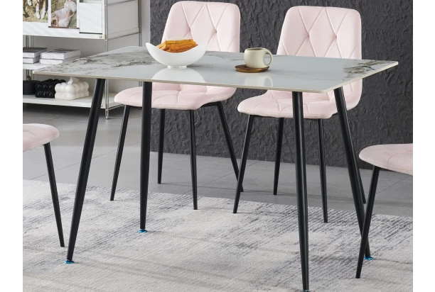 Jedálenský stôl Agne 120x80 cm, biely mramor