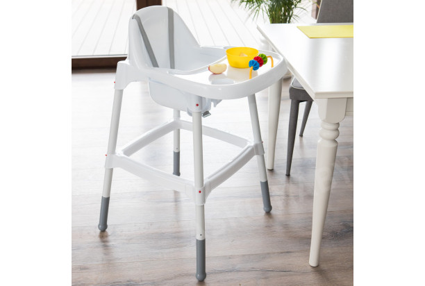 Vysoká detská stolička Dejan, biela/sivá