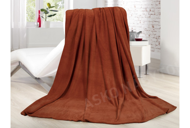 Fleecová deka Lara 220x240 cm, oranžovo-hnedá