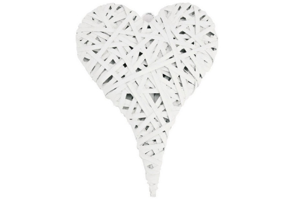 Dekorácia Srdce 25x34 cm, biely ratan